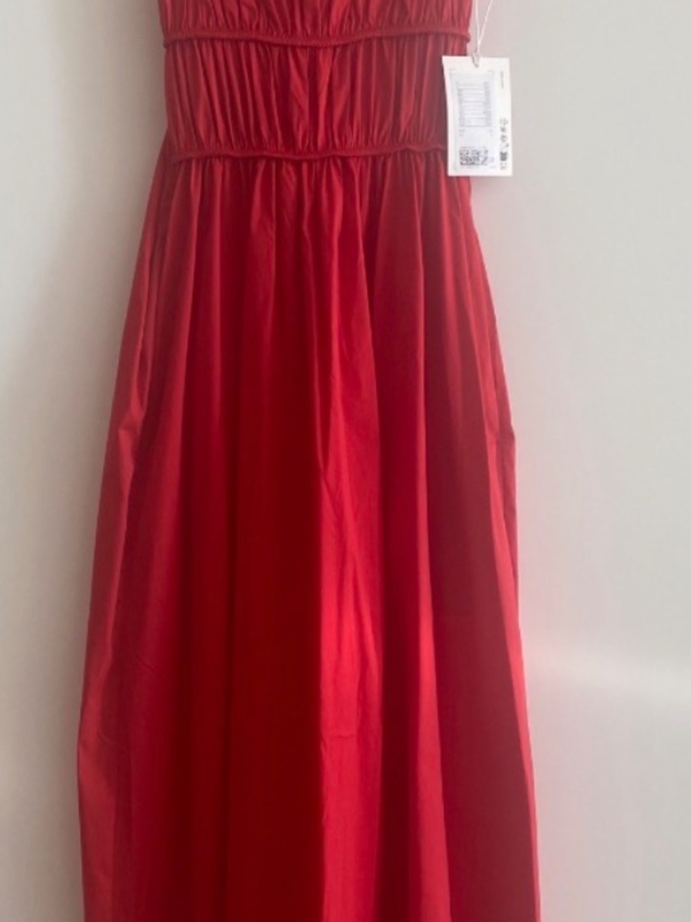 COS Gathered Cotton MIDI dress red size 4 - Picture 5 of 7